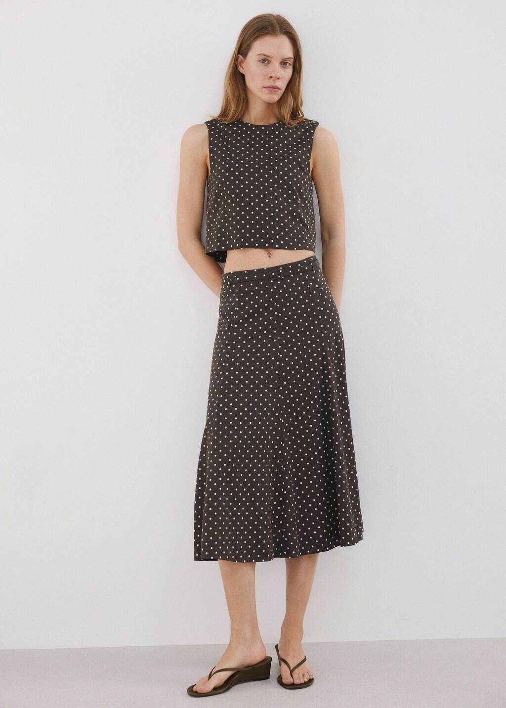Black Linen Polka Dot Top, 0201_99, large image number 0