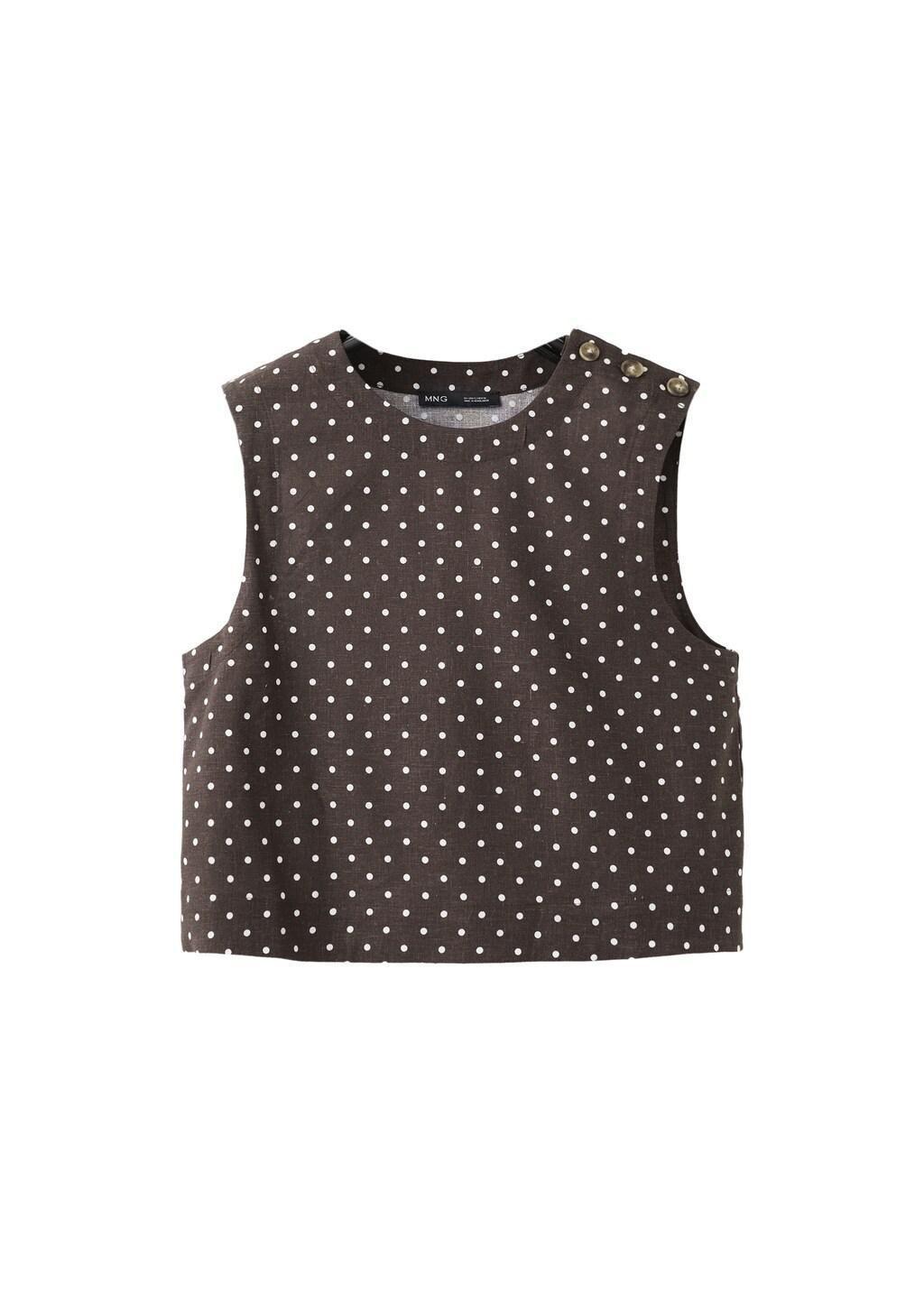Black Linen Polka Dot Top, 0201_99, large image number 6