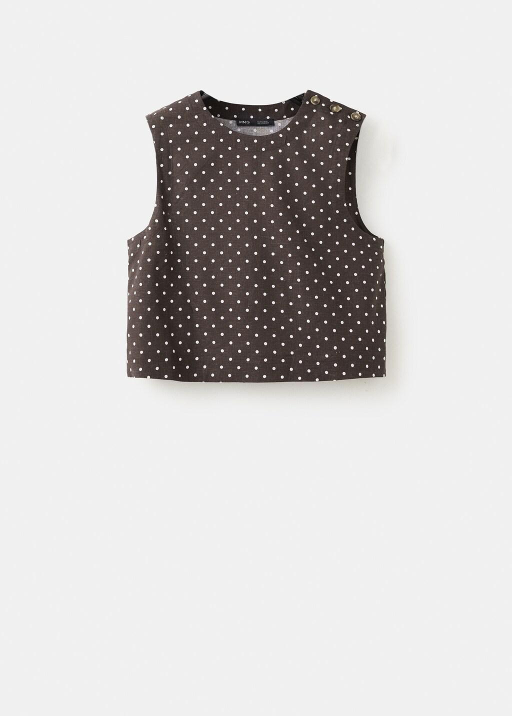 Black Linen Polka Dot Top, 0201_99, large image number 7