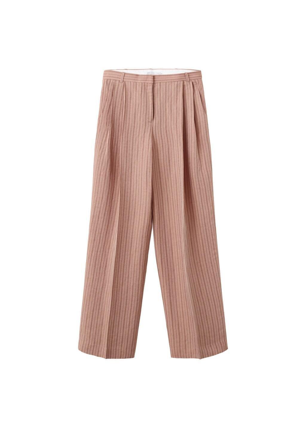 Pink Striped Linen Suit Trousers, 0201_85, large image number 7