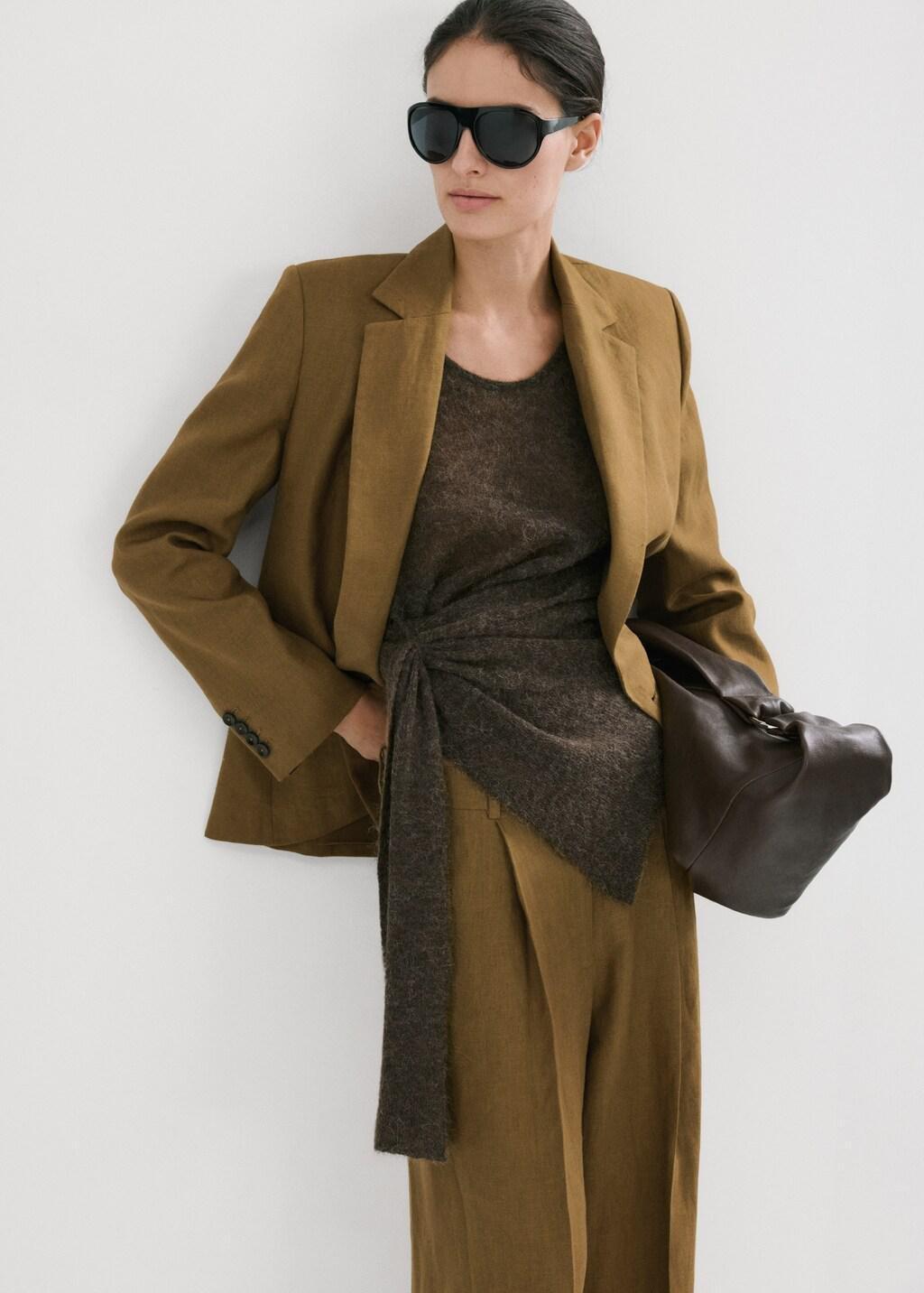 Green Straight-Fit Linen Suit Trousers, 0201_36, large image number 4