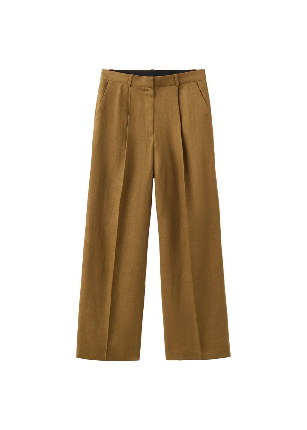 Green Straight-Fit Linen Suit Trousers, 0201_36, large image number 6
