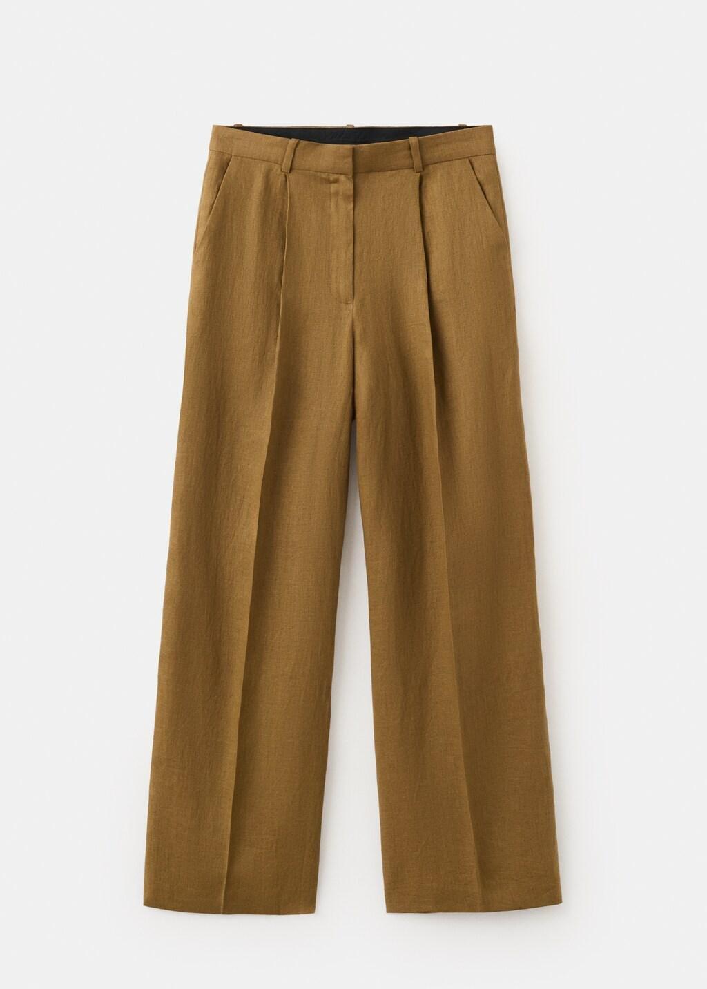 Green Straight-Fit Linen Suit Trousers, 0201_36, large image number 7