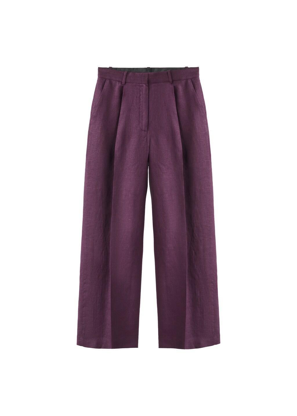 Purple Straight-Fit Linen Suit Trousers, Medium Purple, large image number 6