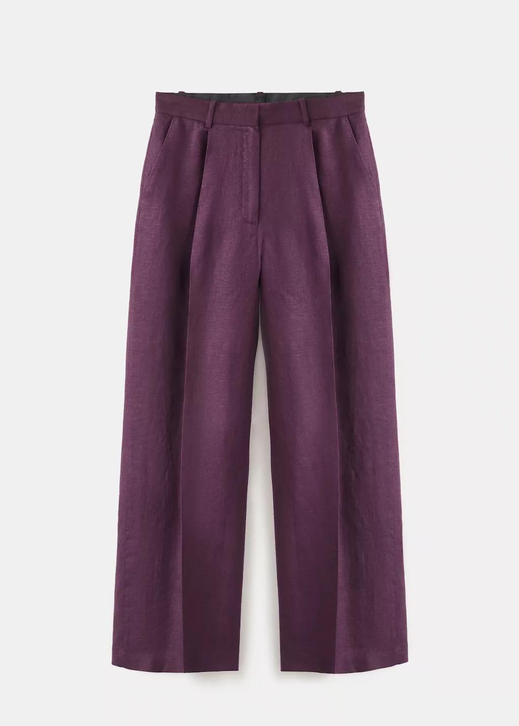 Purple Straight-Fit Linen Suit Trousers, Medium Purple, large image number 7