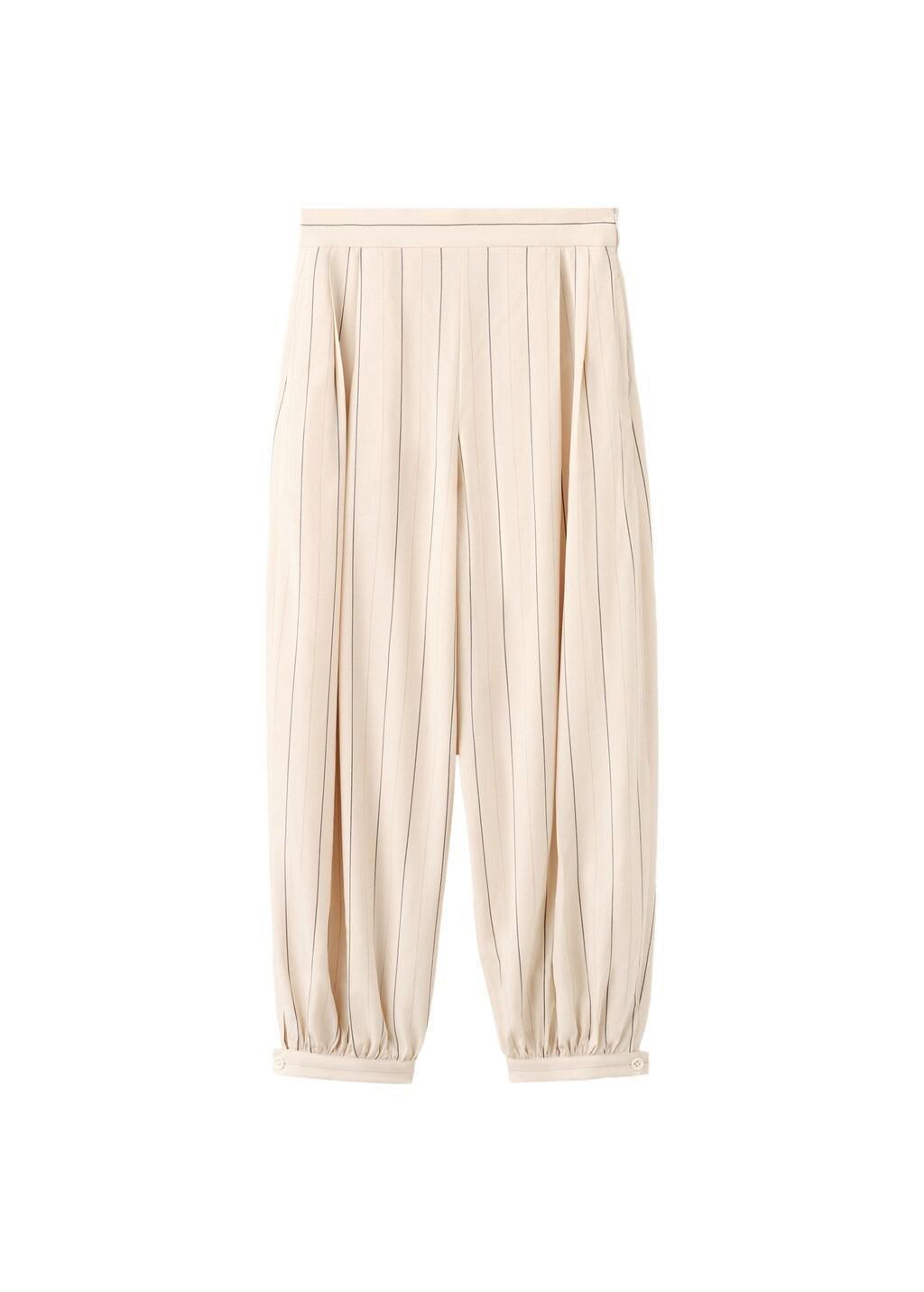 Cream Striped Lyocell Balloon Pants, 0201_05, large image number 6