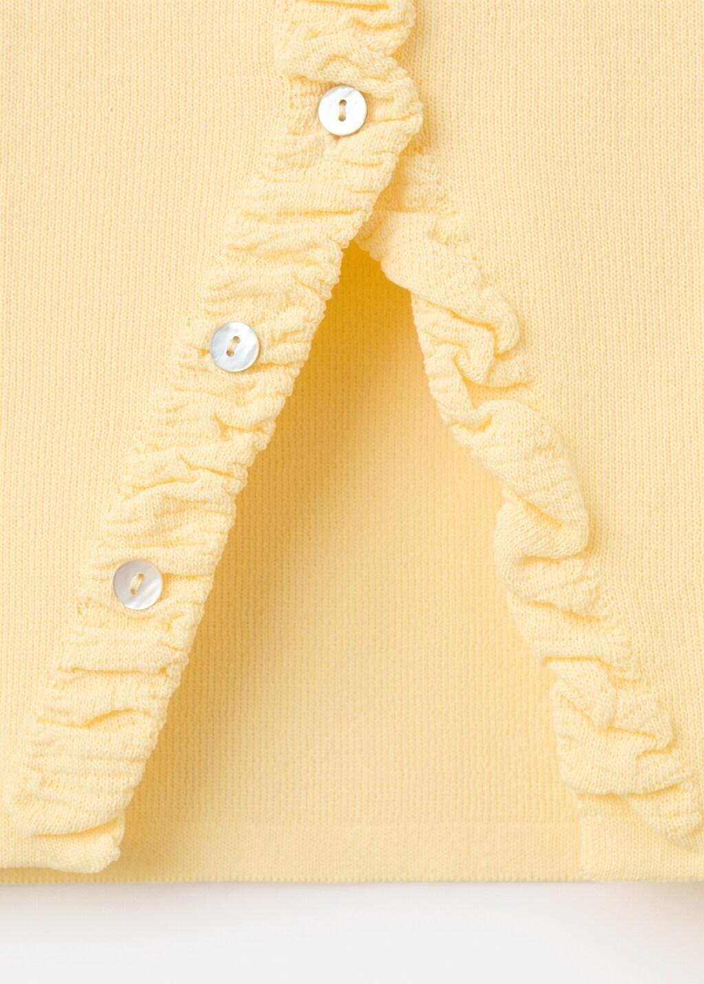 Yellow Fine Knit Sweater With Buttons, Yellow, large image number 1