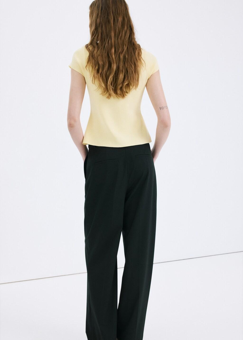 Yellow Fine Knit Sweater With Buttons, Yellow, large image number 2