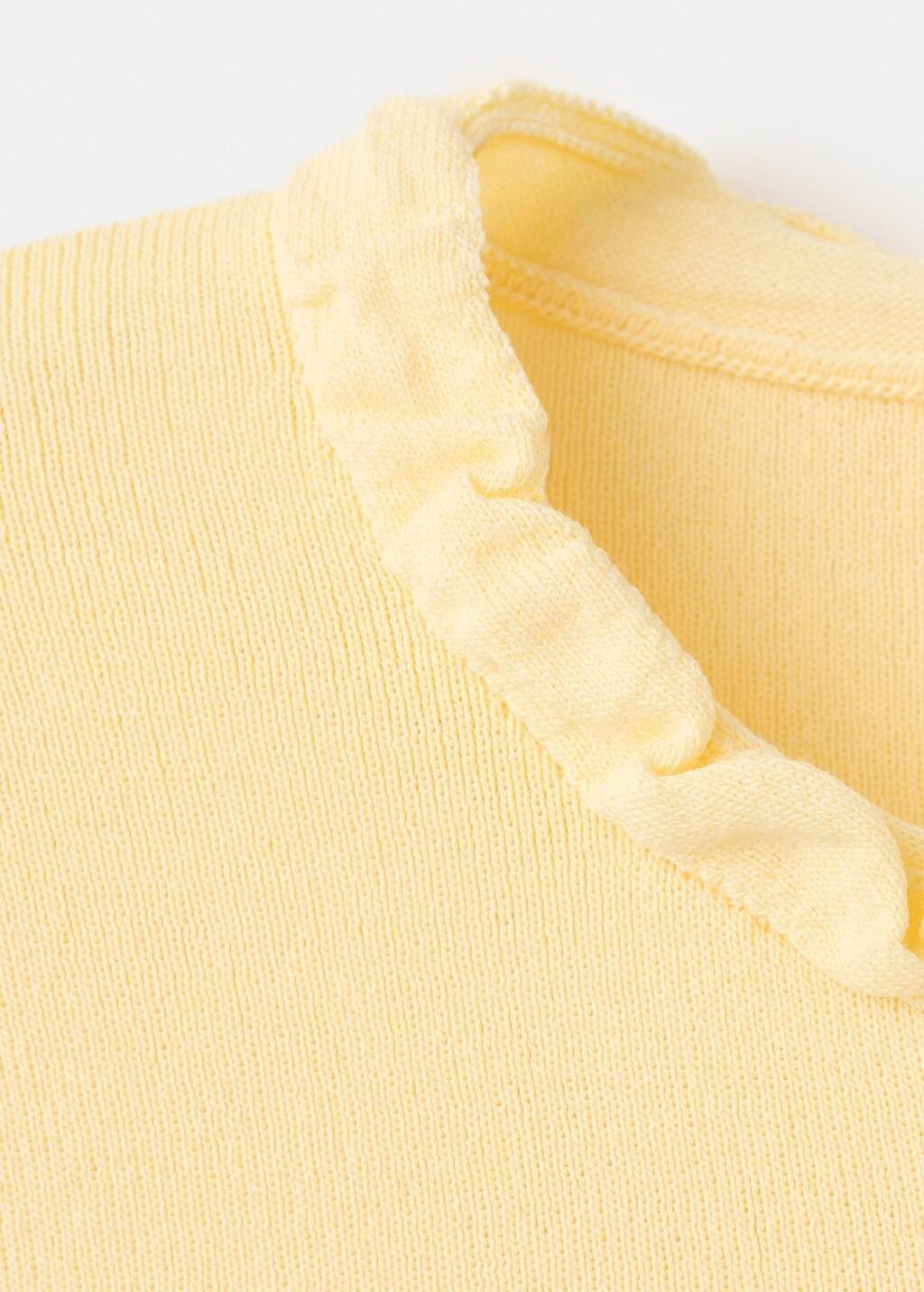 Yellow Fine Knit Sweater With Buttons, Yellow, large image number 5
