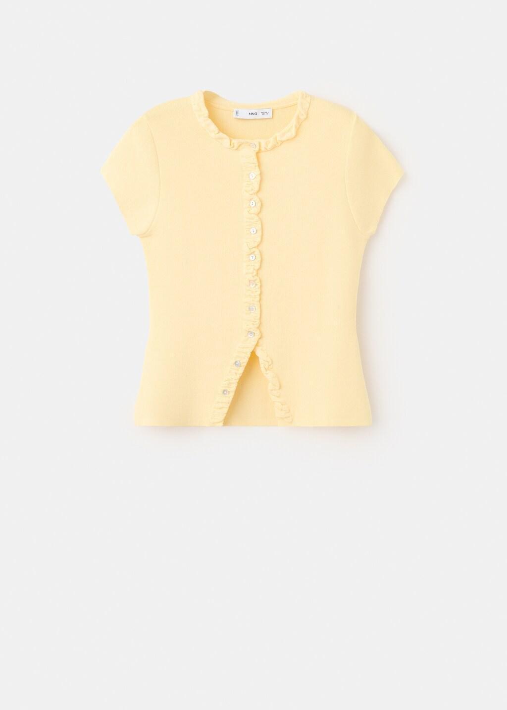 Yellow Fine Knit Sweater With Buttons, Yellow, large image number 7