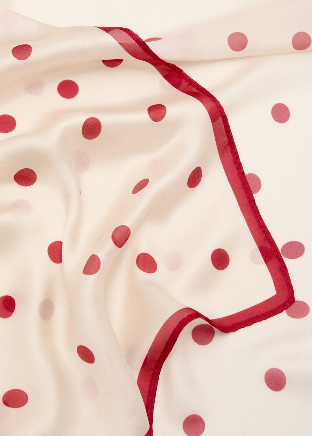 Red Satin Check-Print Scarf, Red, medium
