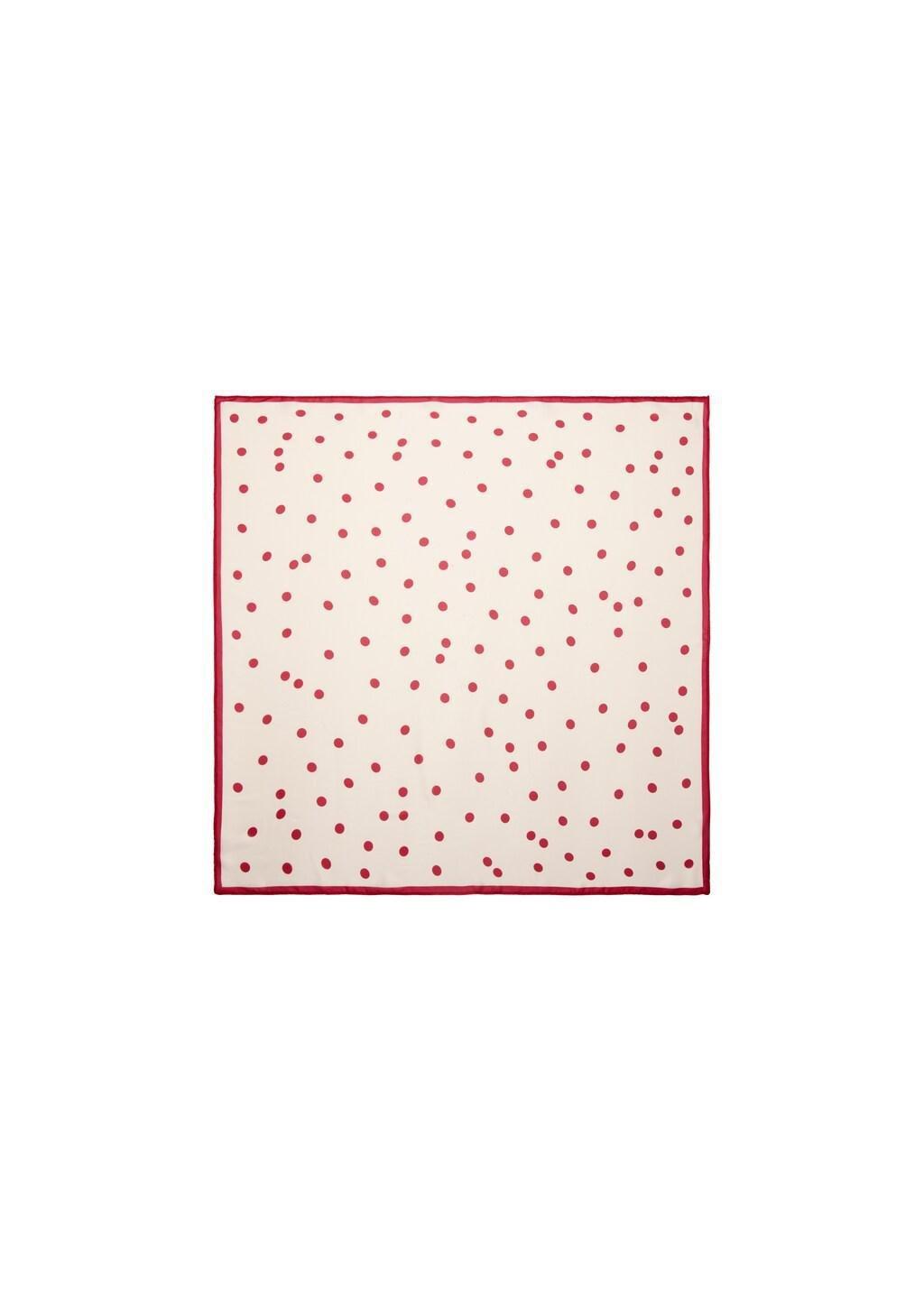 Red Satin Check-Print Scarf, Red, medium