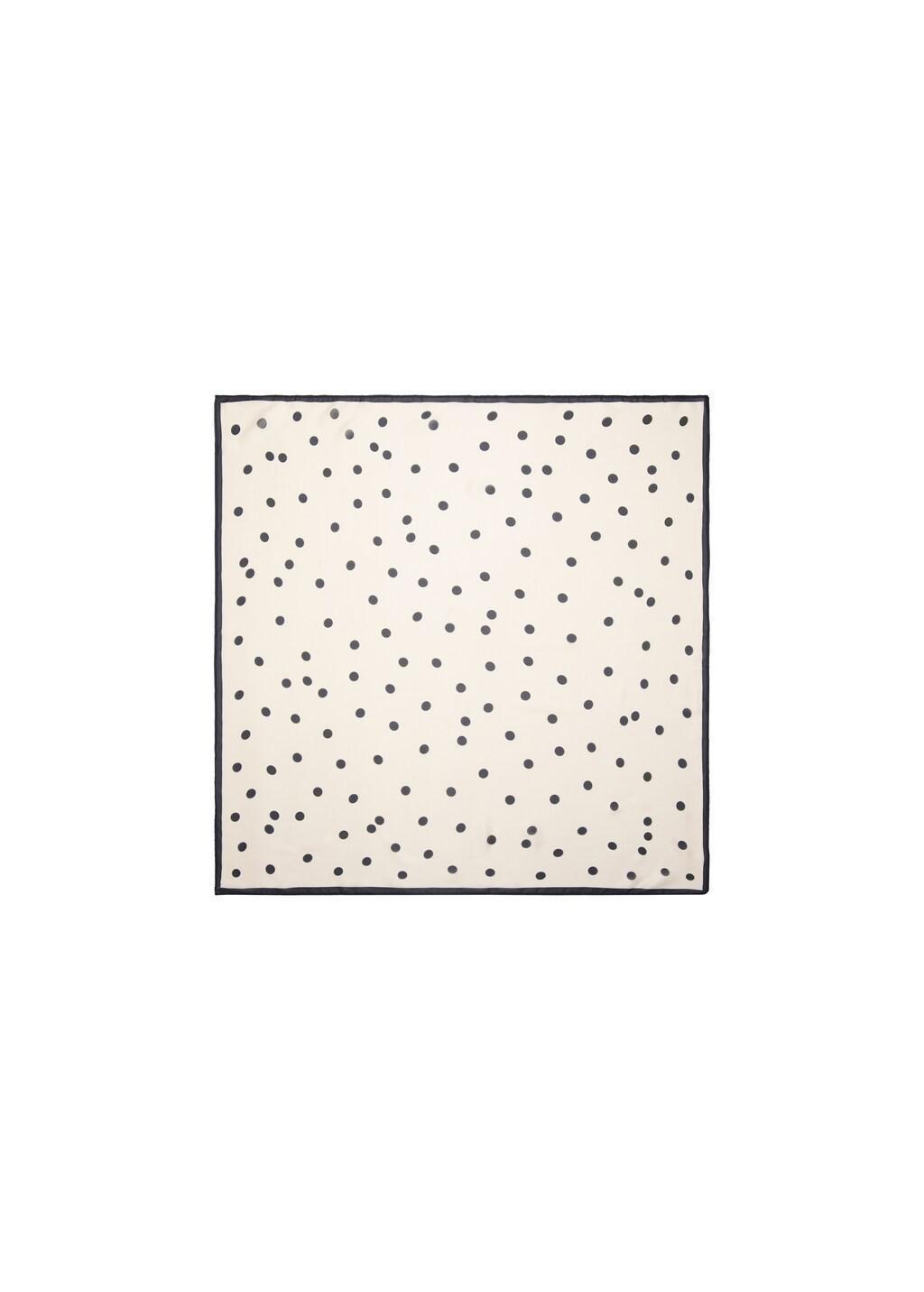 Black Satin Check-Print Scarf, Black, large image number 3