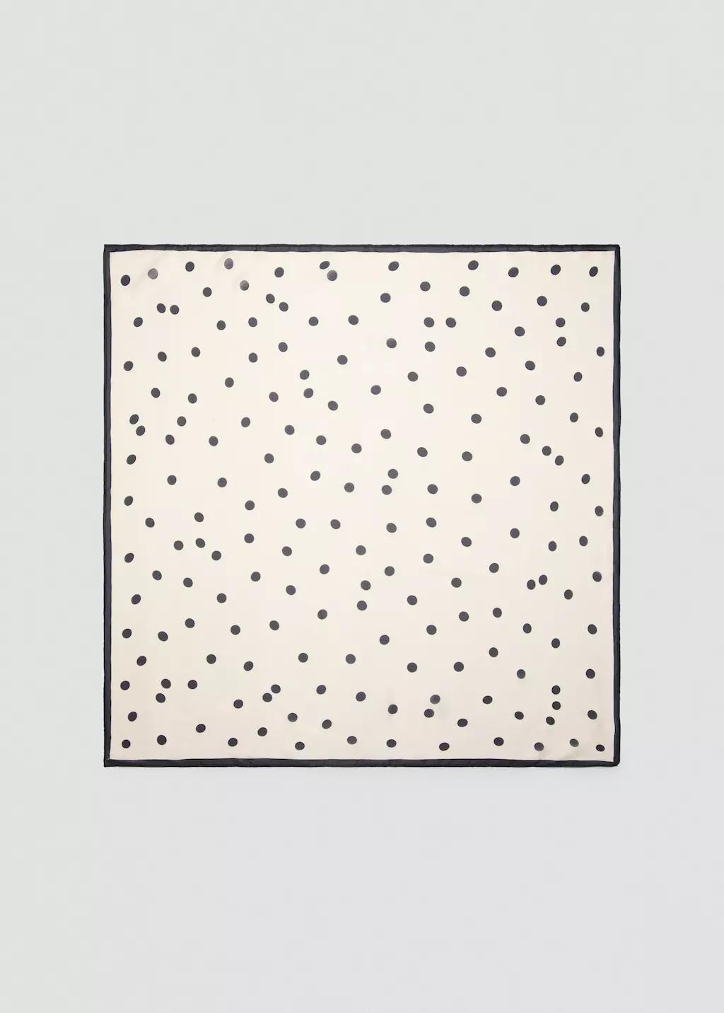 Black Satin Check-Print Scarf, Black, large image number 4