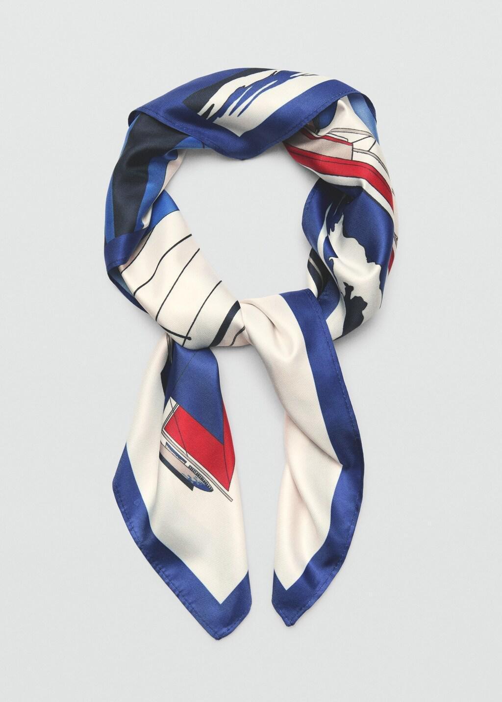 NAVY Boat print scarf, Navy, medium