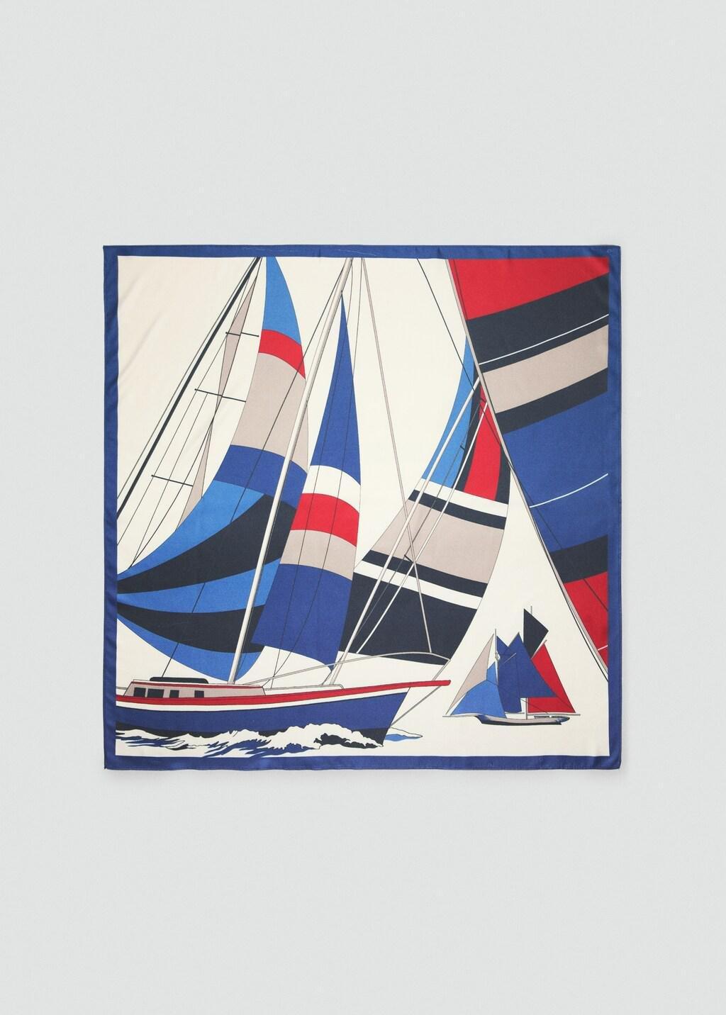 NAVY Boat print scarf, Navy, large image number 4