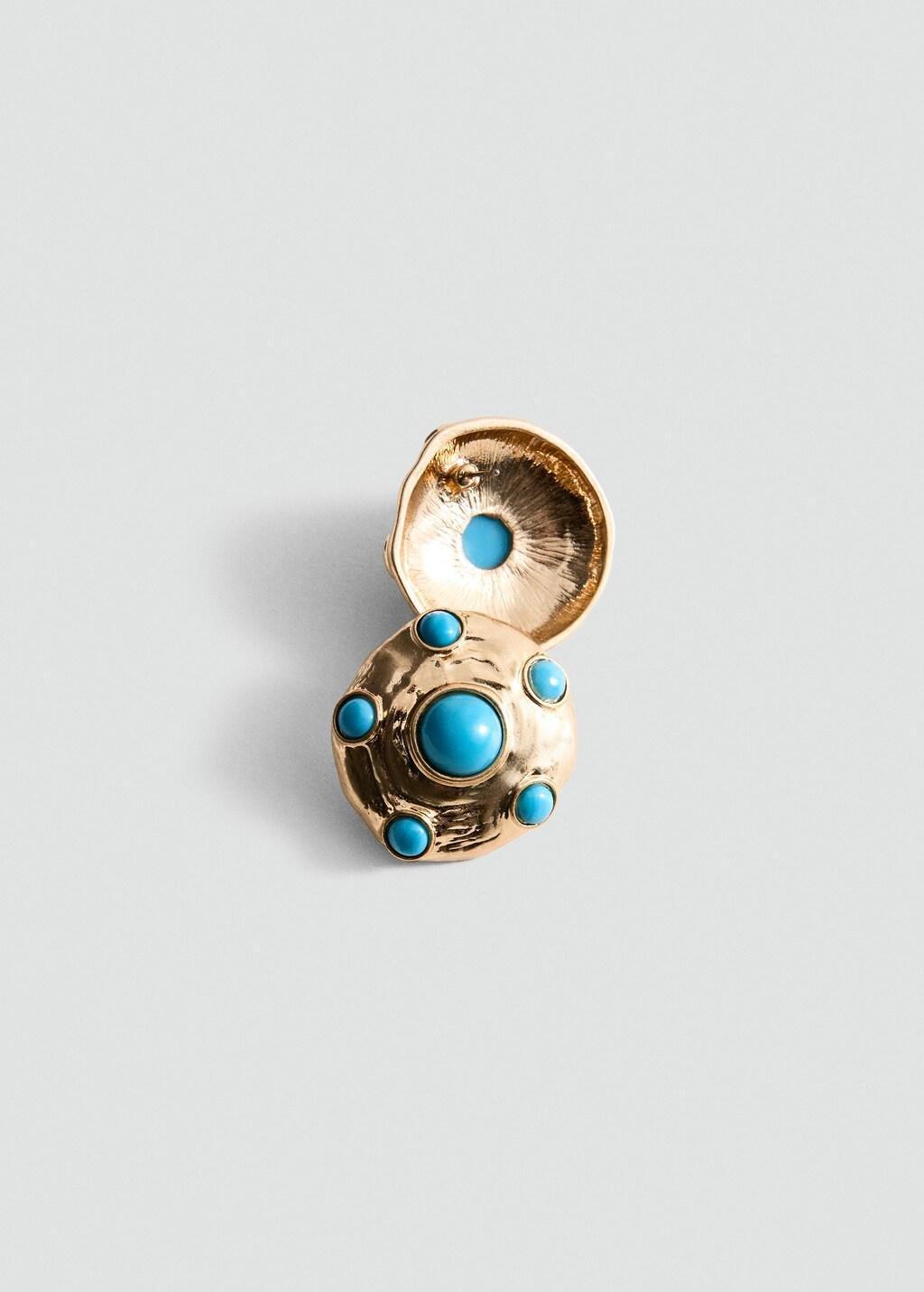 Gold Resin Stud Earrings, Gold, large image number 0