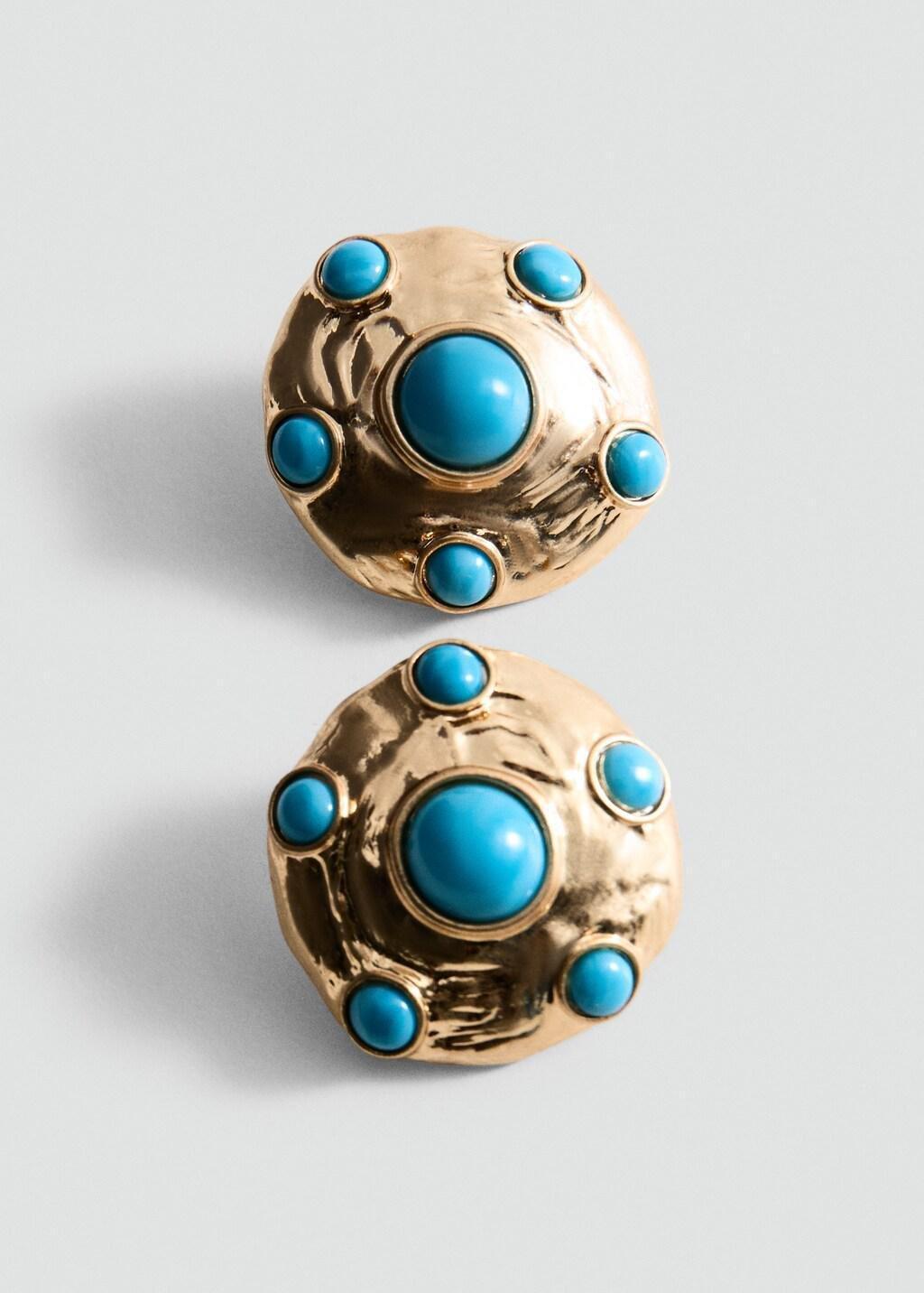 Gold Resin Stud Earrings, Gold, large image number 1