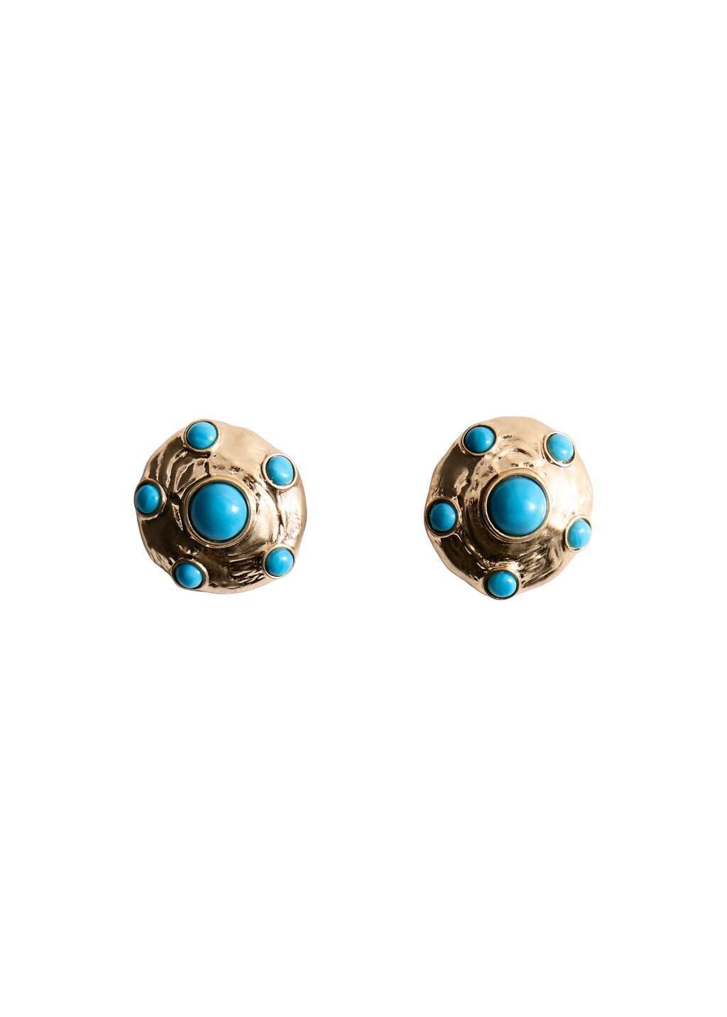 Gold Resin Stud Earrings, Gold, large image number 2