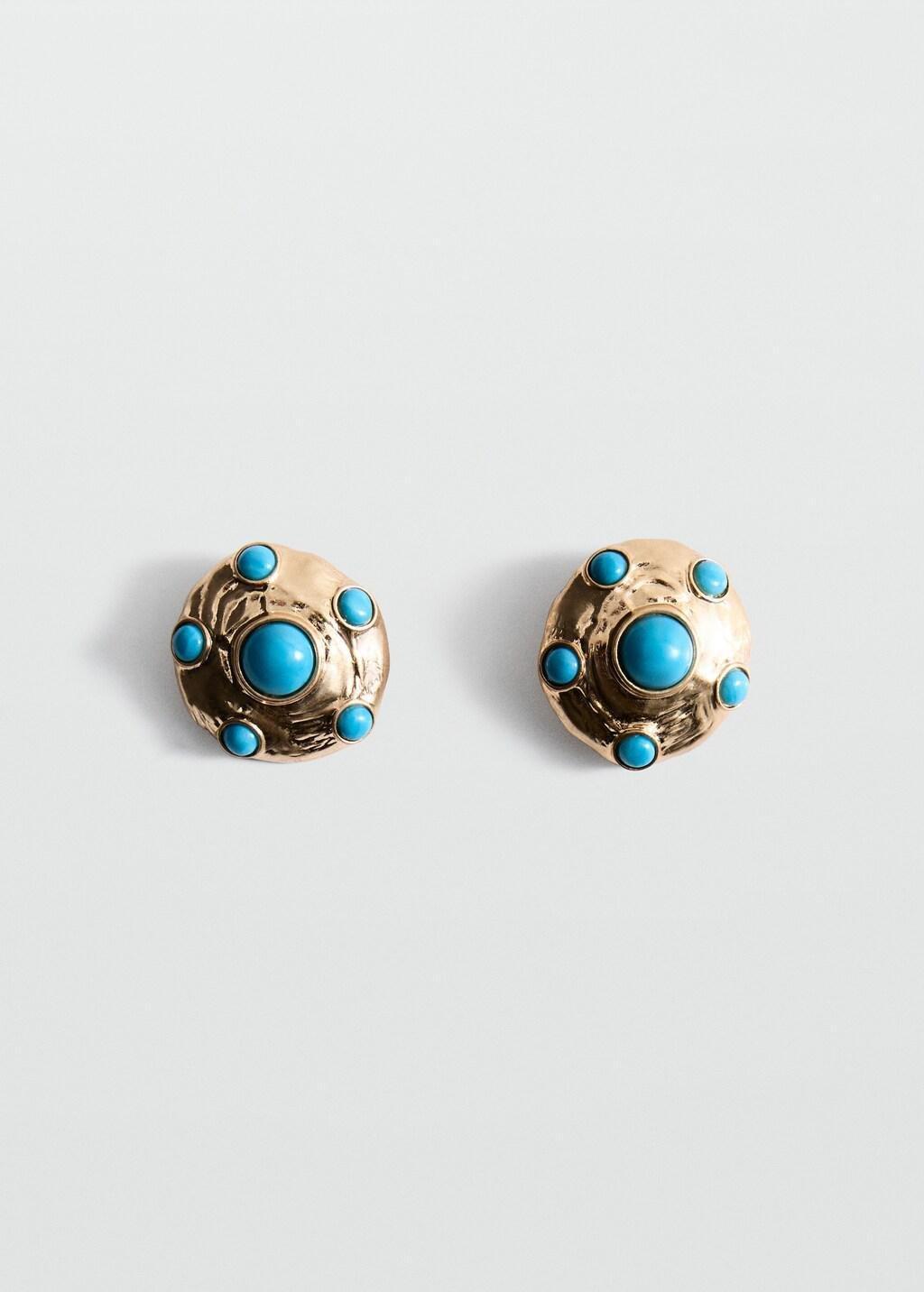 Gold Resin Stud Earrings, Gold, large image number 3