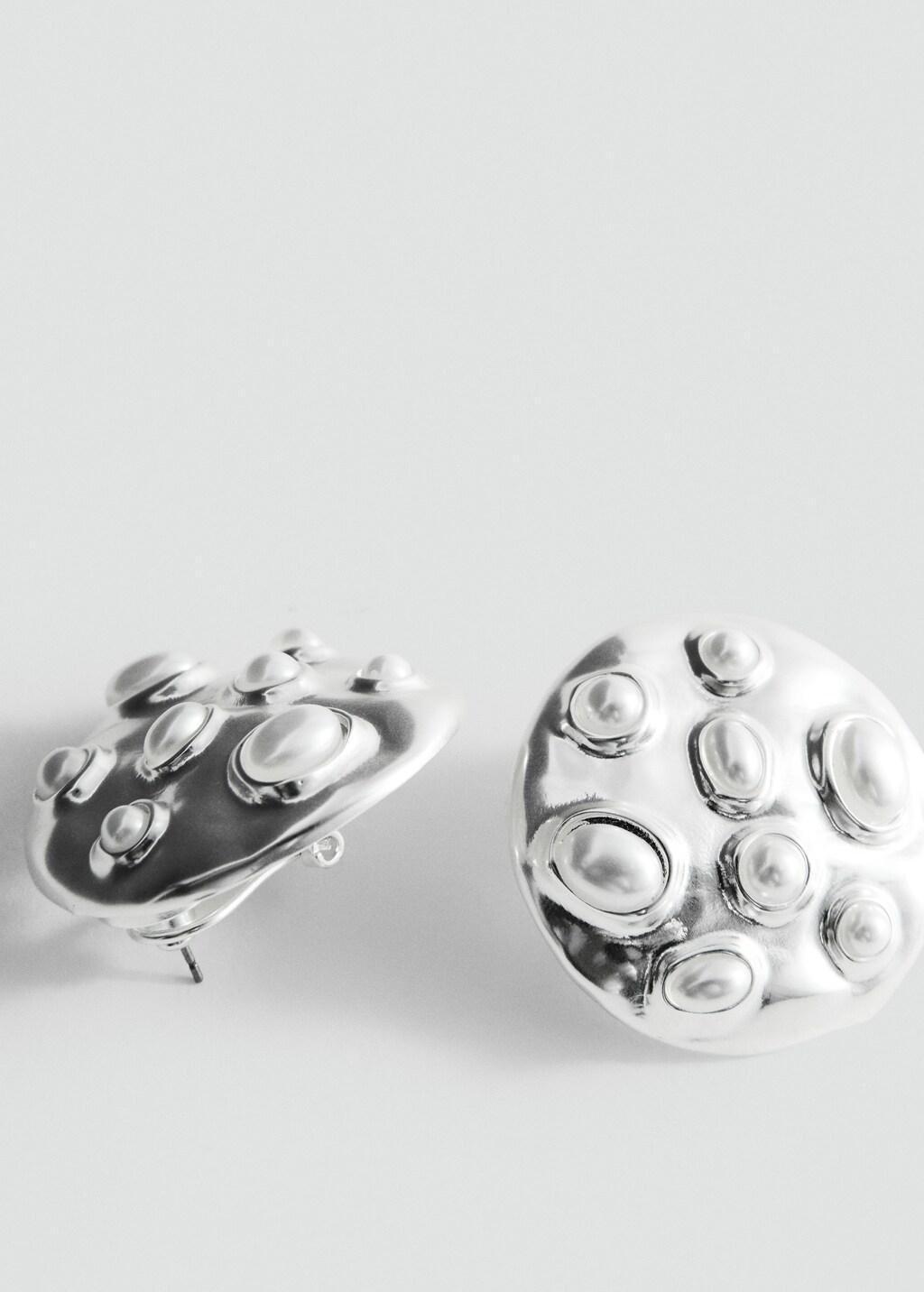 Silver Round Crystal Appliqu&atilde;&copy; Earrings, Silver, large image number 1