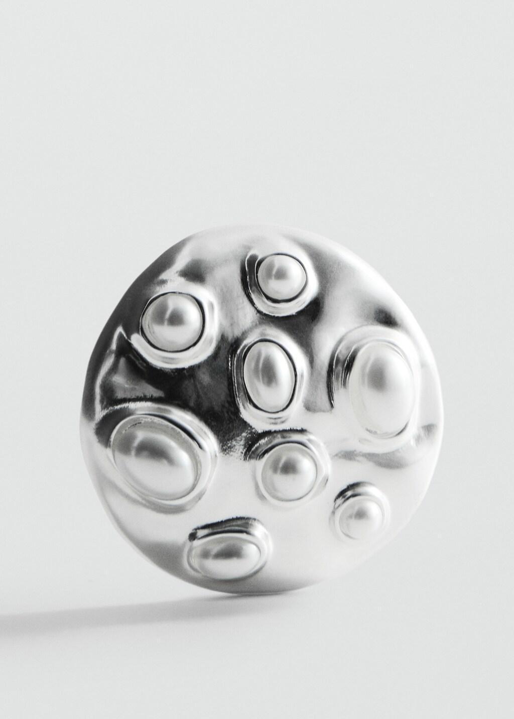 Silver Round Crystal Appliqu&atilde;&copy; Earrings, Silver, large image number 2