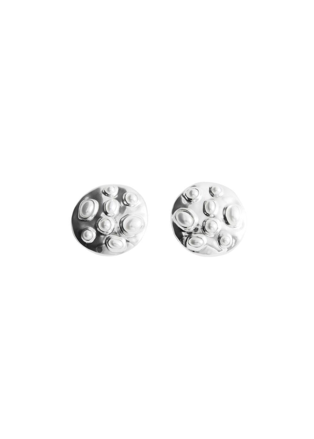 Silver Round Crystal Appliqu&atilde;&copy; Earrings, Silver, large image number 3