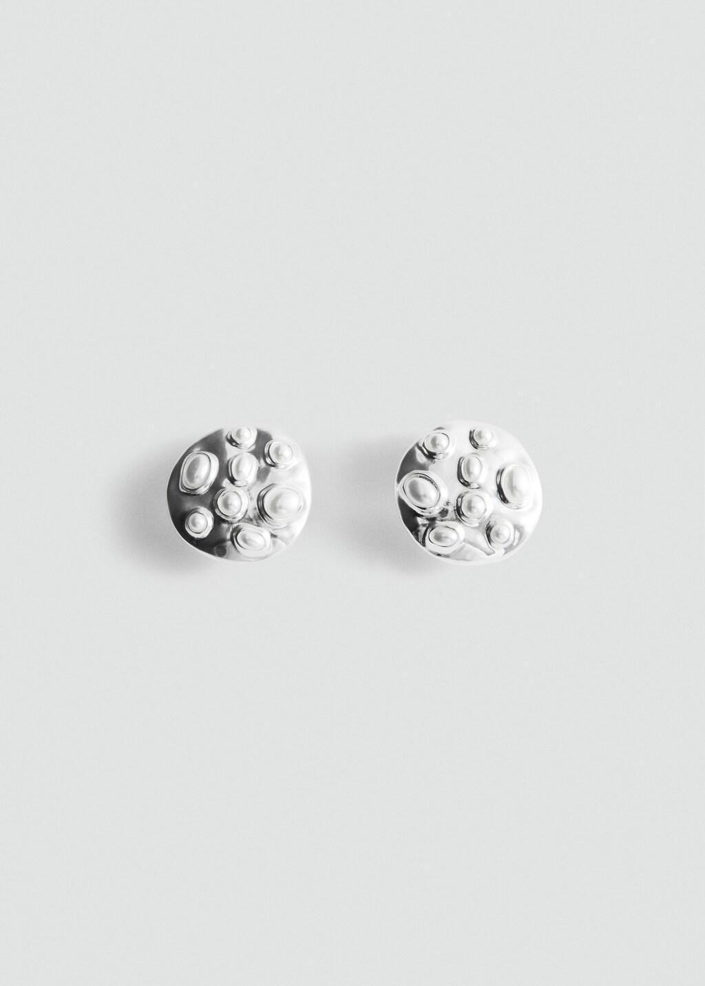 Silver Round Crystal Appliqu&atilde;&copy; Earrings, Silver, large image number 4