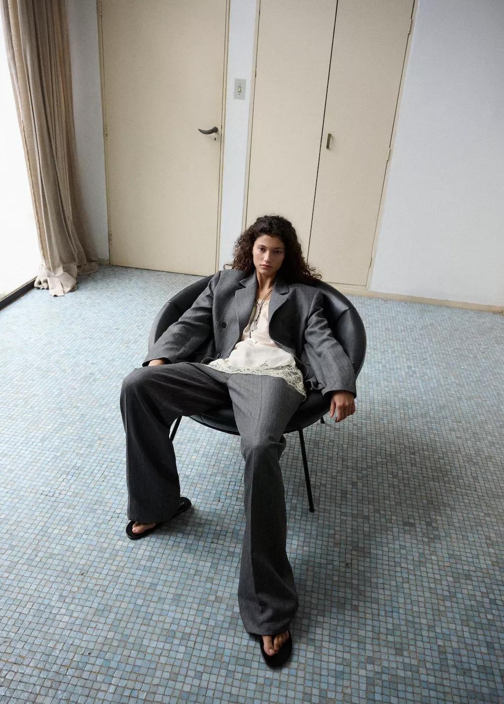 Black Straight-Fit Linen-Blend Suit Trousers, Black, large image number 3