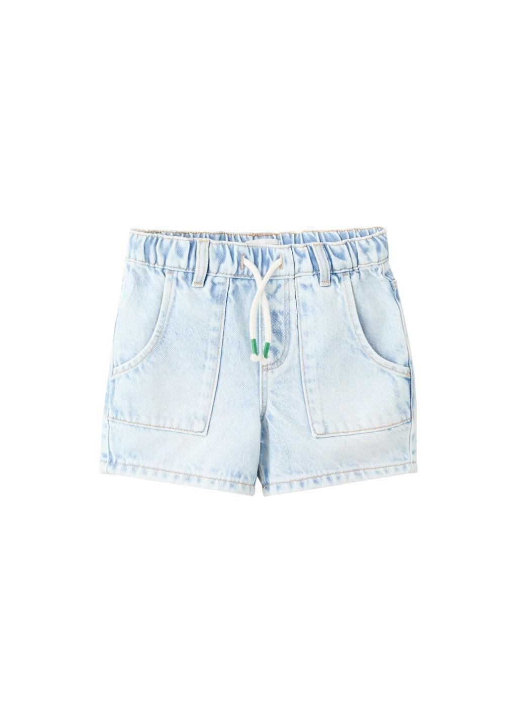 Blue Denim Bermuda Shorts With Drawstring, Baby Boy, Open Blue, large image number 5