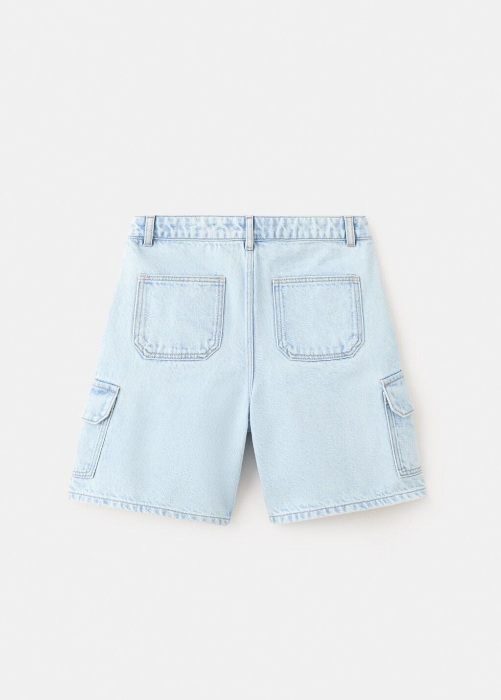 Blue Denim Cargo Shorts, Kids Boy, Open Blue, large image number 1