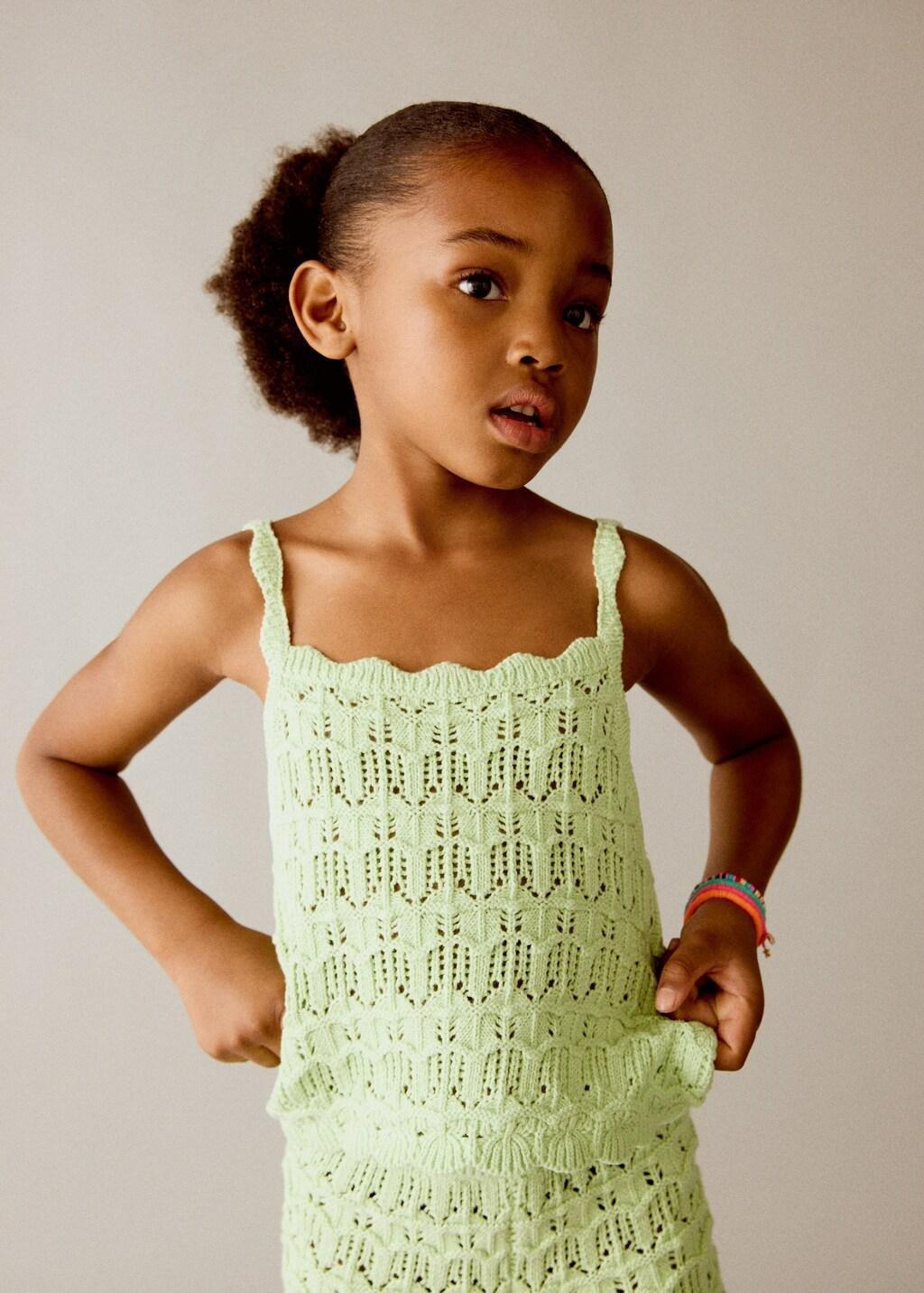 Green Crochet Knitted Top, Baby Girl, 0201_42, large image number 0