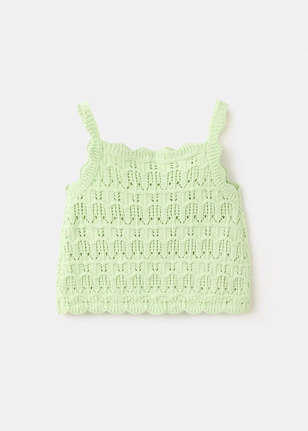 Green Crochet Knitted Top, Baby Girl, 0201_42, large image number 2