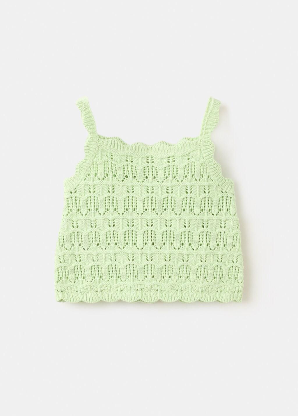 Green Crochet Knitted Top, Baby Girl, 0201_42, large image number 5
