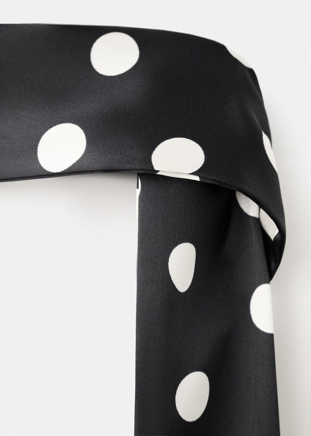 Black Polka-Dot Satin-Finish Dress, Black, large image number 5