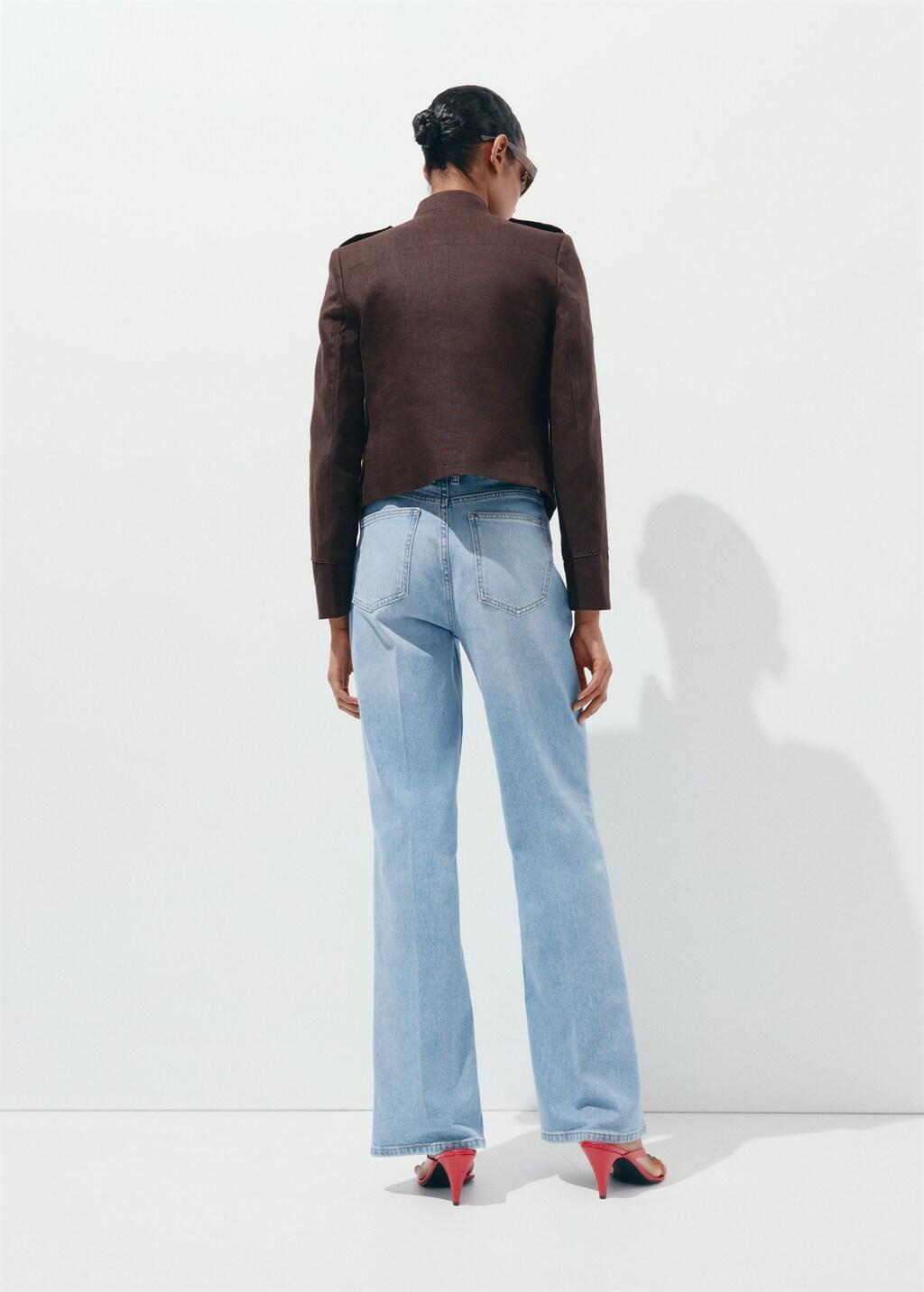 Blue Wide Leg Mid-Rise Jeans With Pockets, Open Blue, large image number 2
