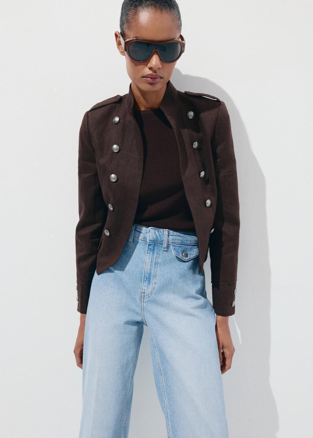 Blue Wide Leg Mid-Rise Jeans With Pockets, Open Blue, large image number 4