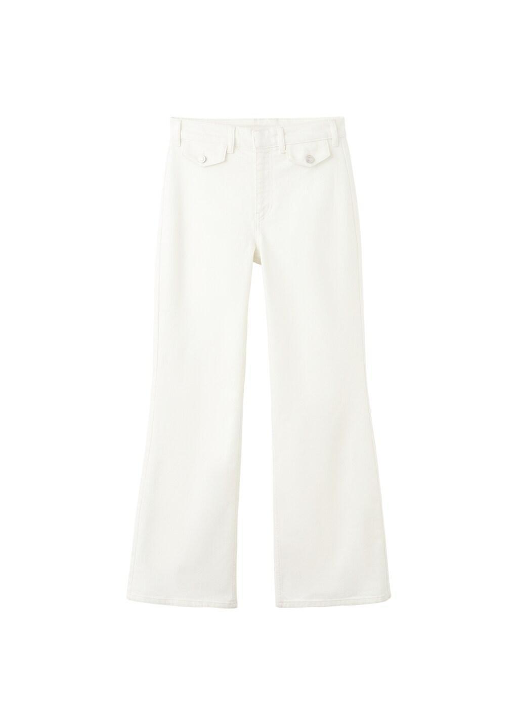 White Wide Leg Mid-Rise Jeans With Pockets, 0201_01, large image number 6