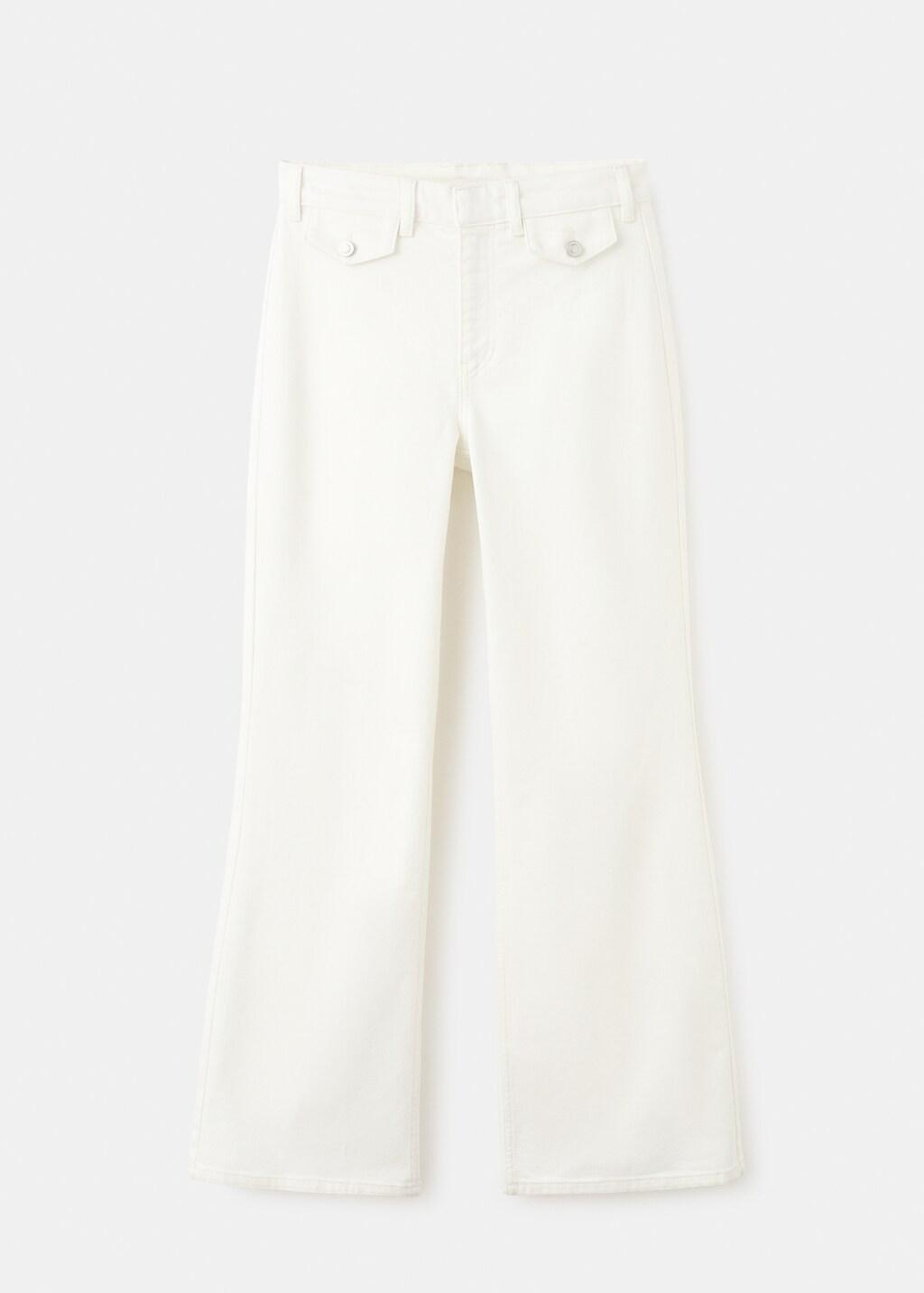 White Wide Leg Mid-Rise Jeans With Pockets, 0201_01, large image number 7