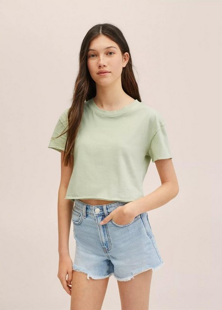 Mango - green Cropped cotton T-shirt, Kids Girl
