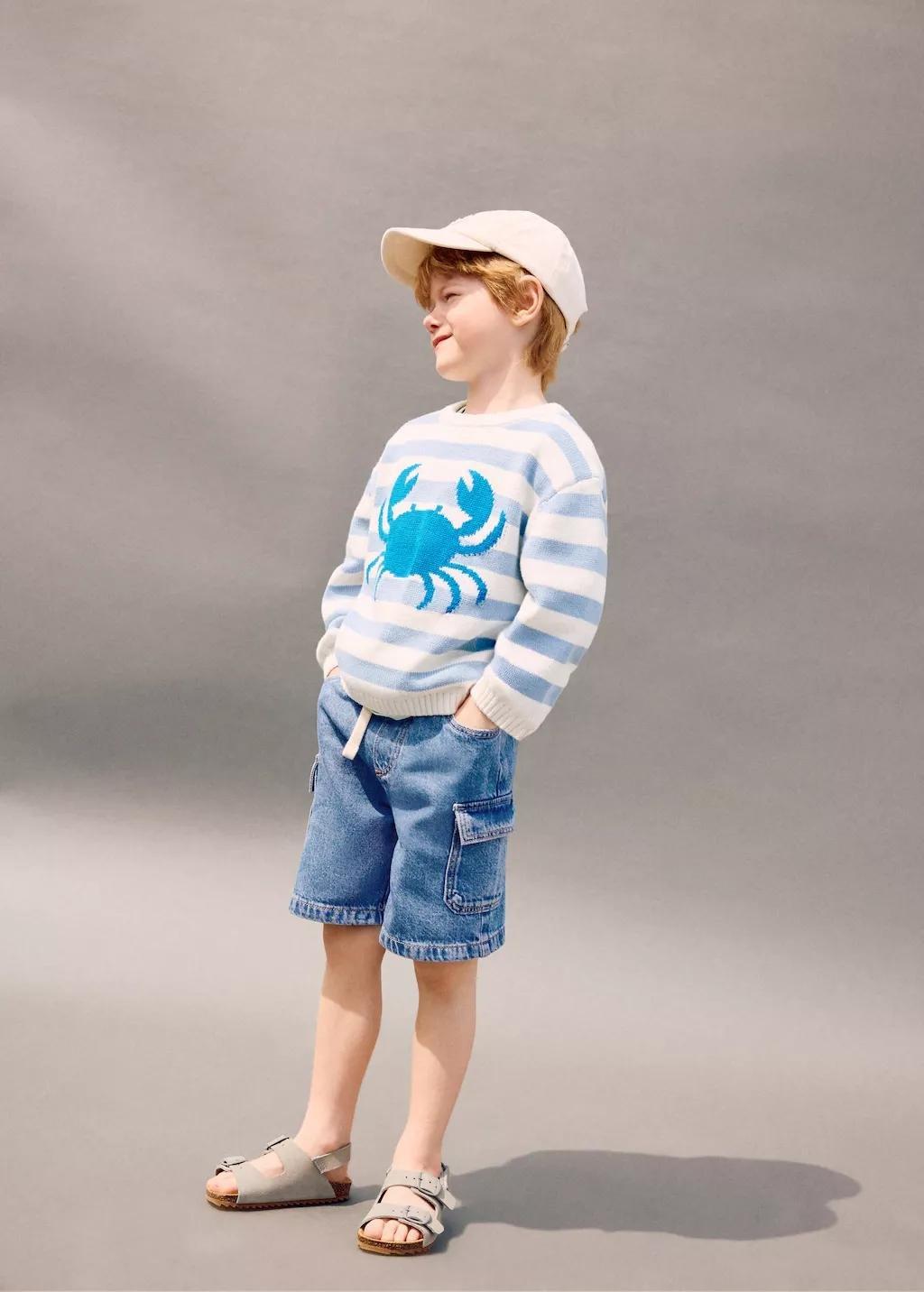 Blue Denim Cargo Shorts, Baby Boy, 0201_TM, large image number 0
