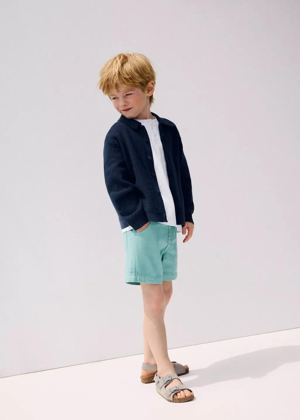 Turquoise Denim Bermuda Shorts, Baby Boy, 0201_46, large image number 0