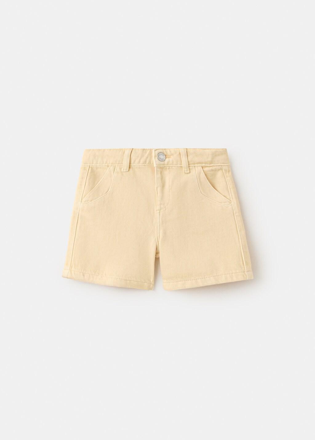 Yellow Denim Bermuda Shorts, Baby Boys, Yellow, large image number 0