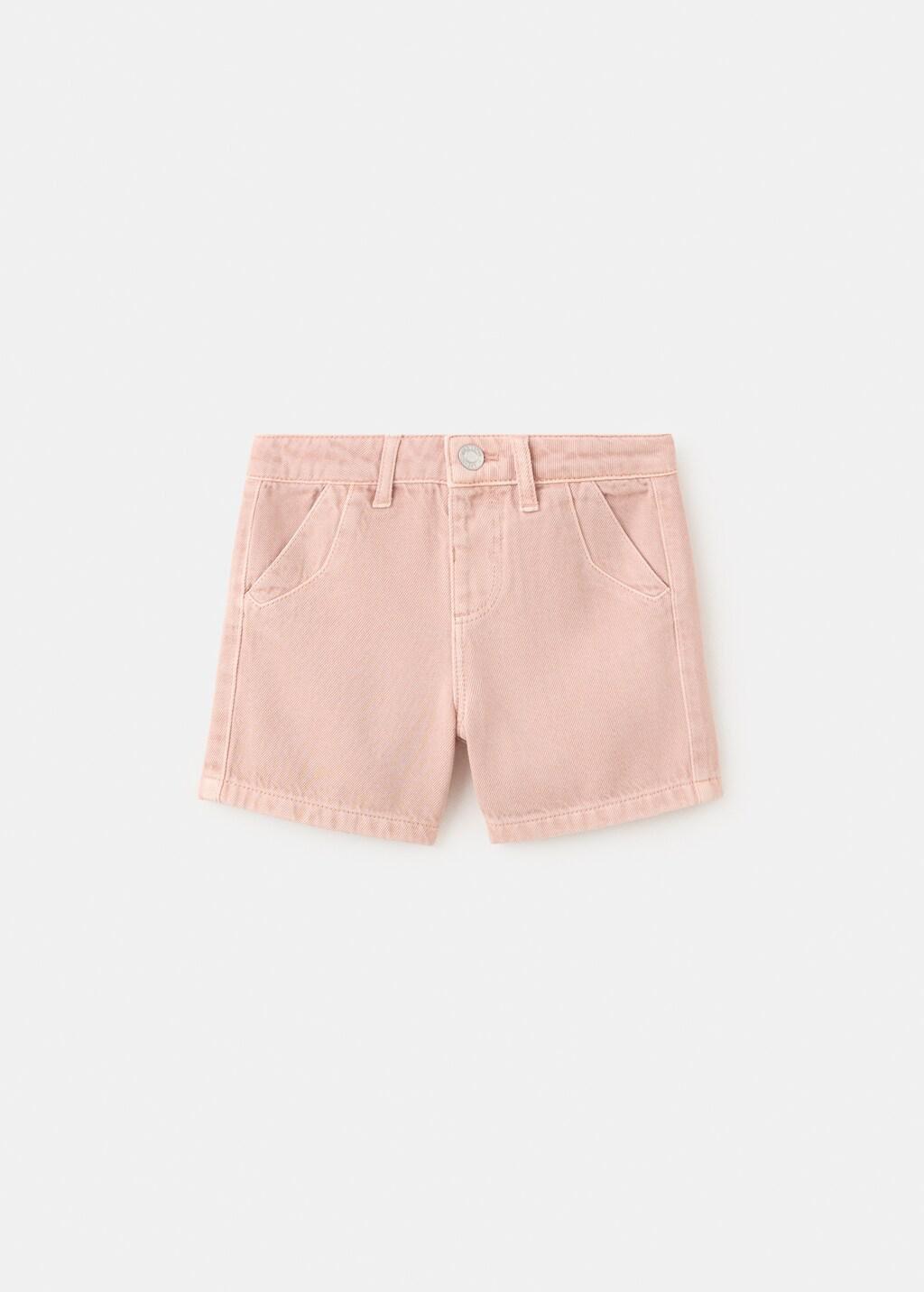 Pink Denim Bermuda Shorts, Baby Boys, Light-Pastel Pink, large image number 1