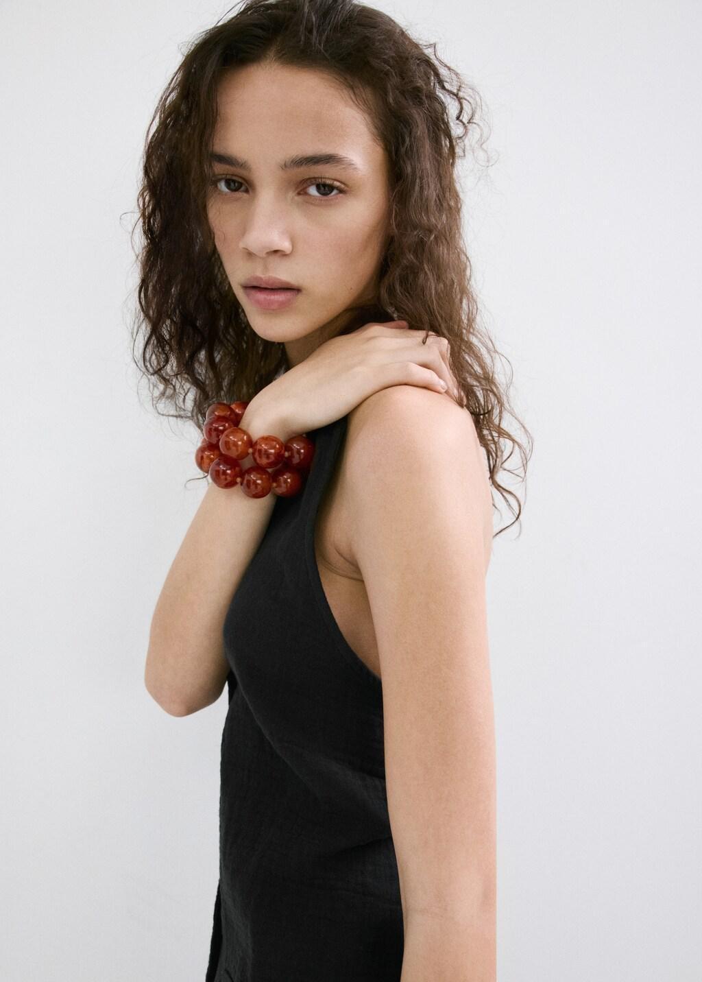 Black Halter-Neck Top With Buttons, Black, large image number 4