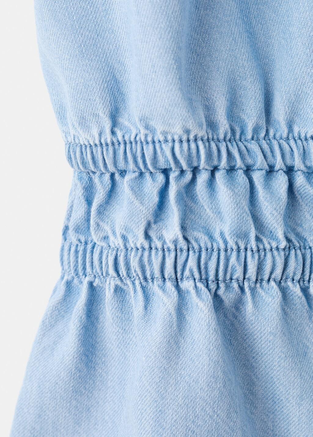 Blue V-Neck Denim Top With Bow, 0201_TC, large image number 5