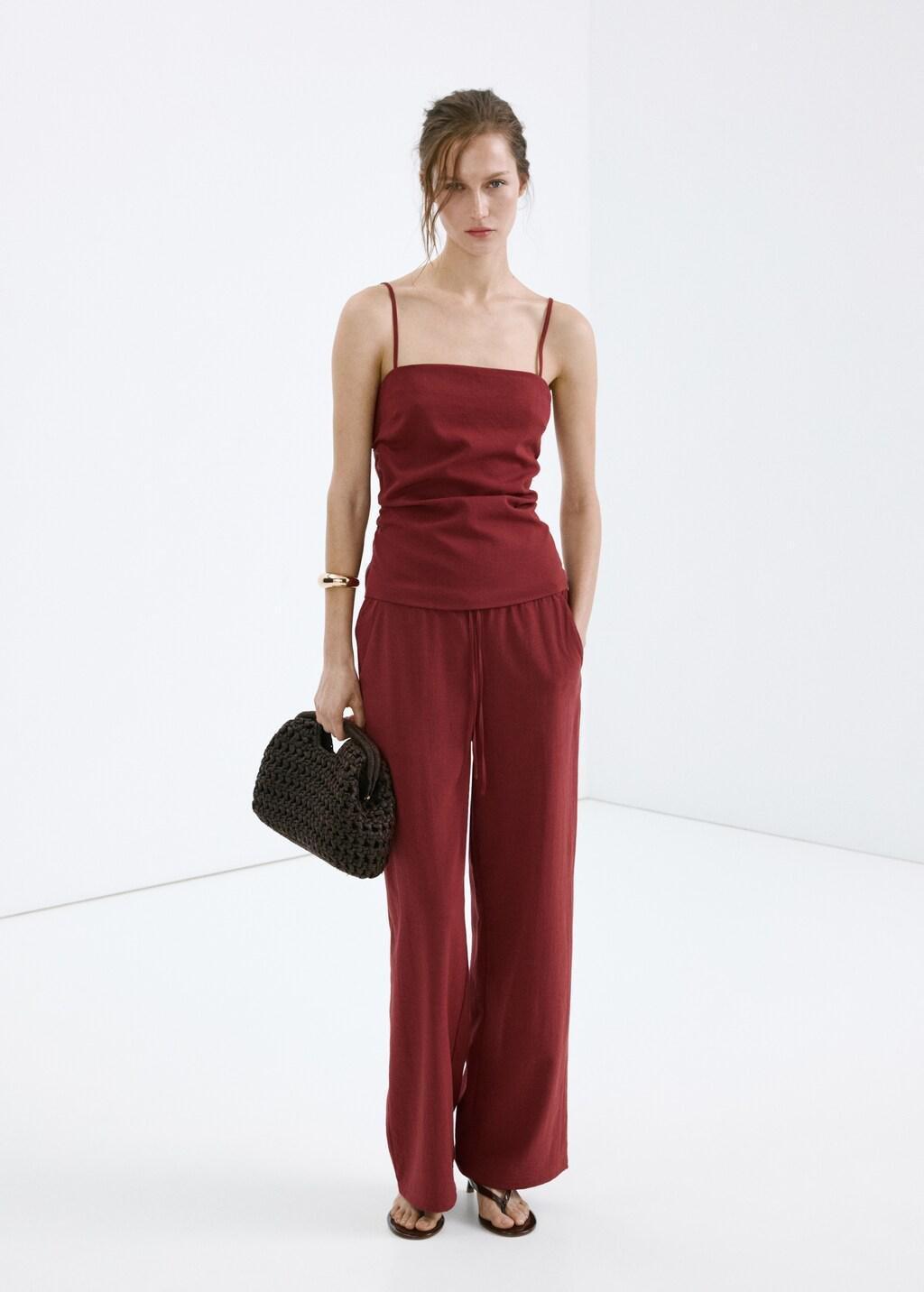 Red Square-Neck Strappy Top, 0201_70, large image number 0