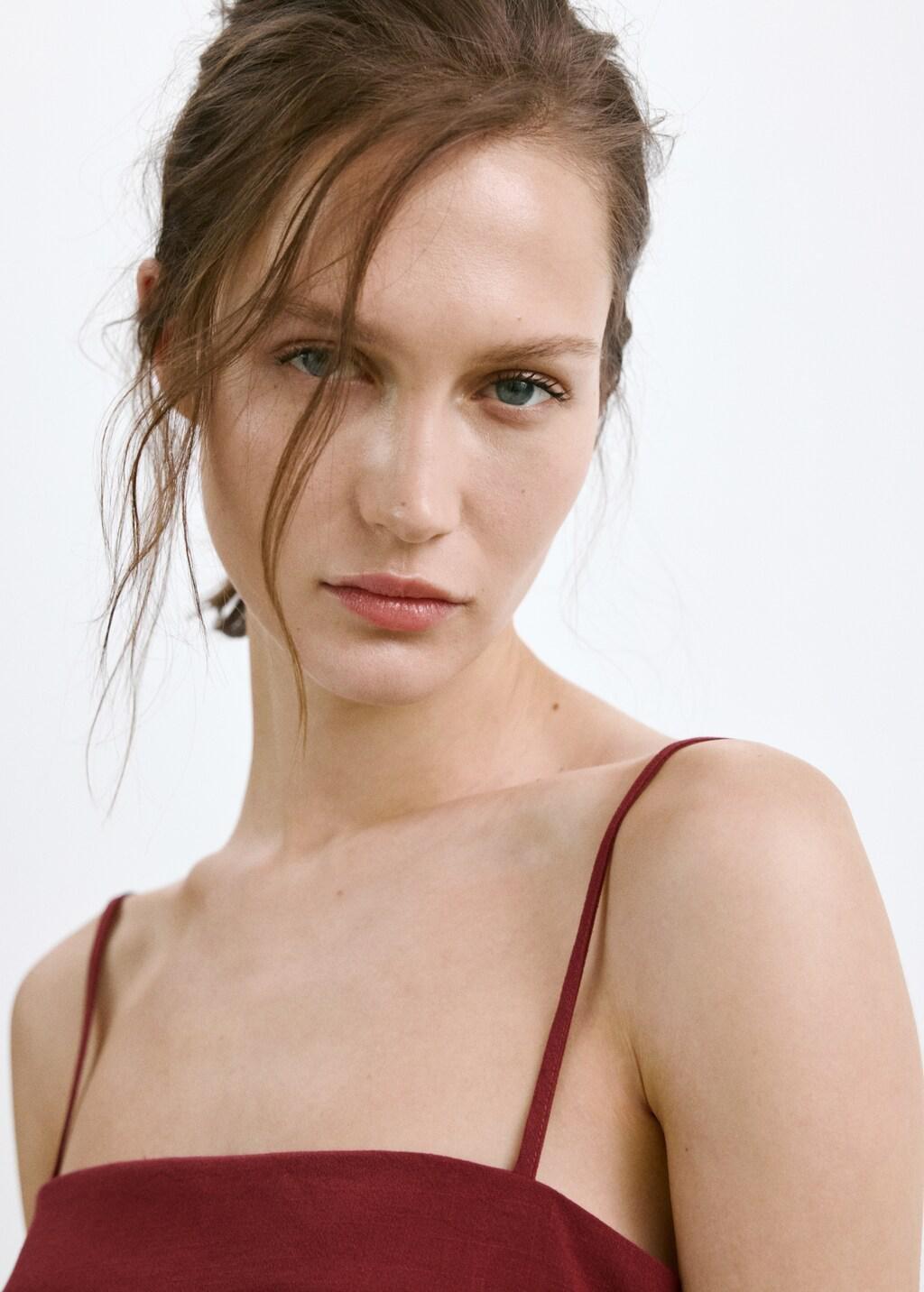 Red Square-Neck Strappy Top, 0201_70, large image number 4