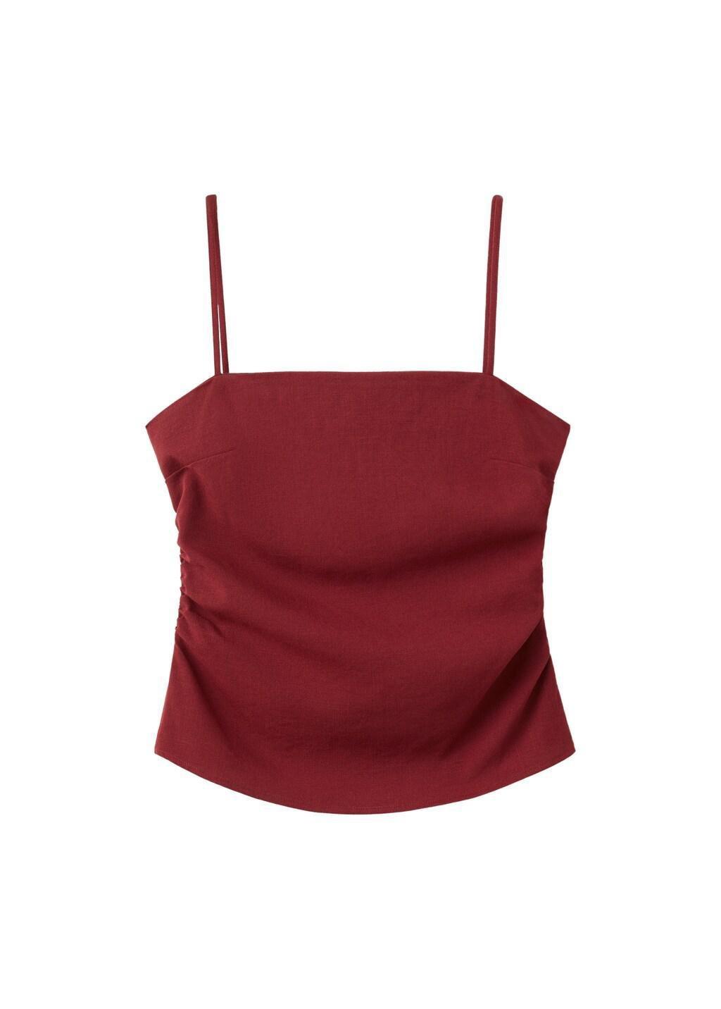 Red Square-Neck Strappy Top, 0201_70, large image number 6