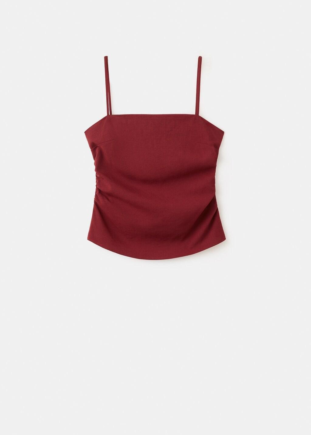 Red Square-Neck Strappy Top, 0201_70, large image number 7